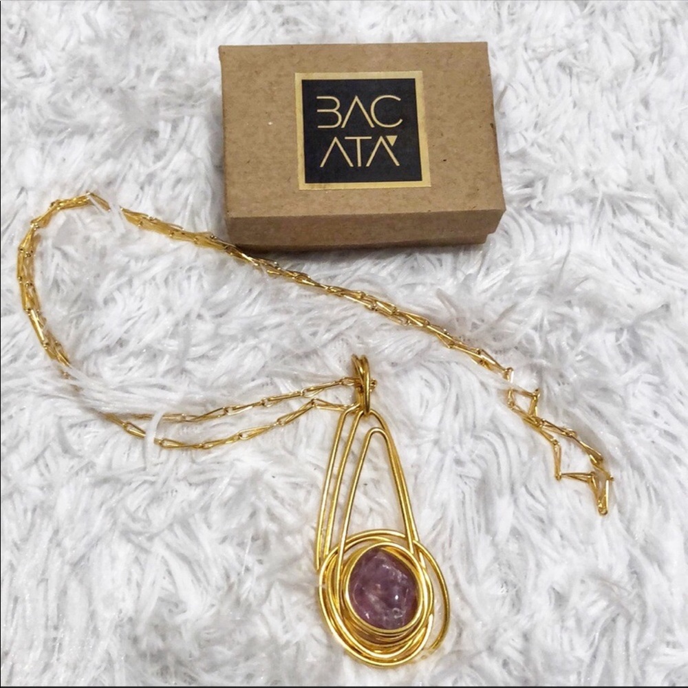 18k Plated Necklace with Amethyst